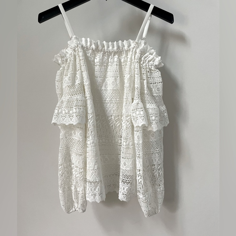 Parker Lace Jordana Cold-Shoulder Blouse, Ivory - Picture 4 of 5